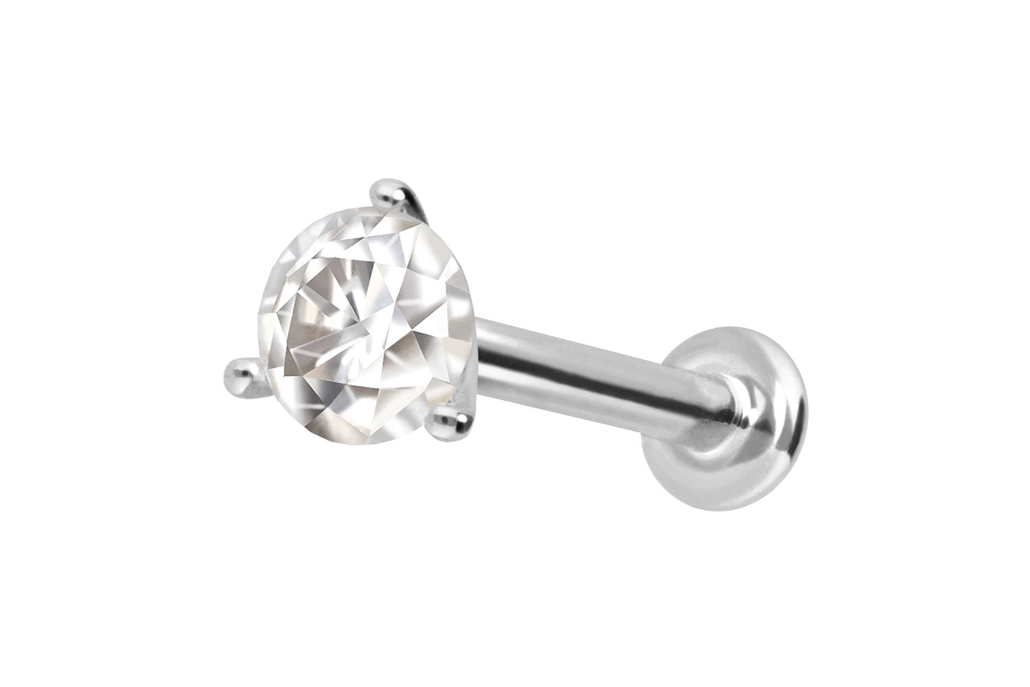 14 Karat Gold Labret Piercing mit Push Fit MOISSANIT